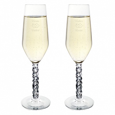 Carat Champagneglas med gravyr - Ringar  (2-pack)